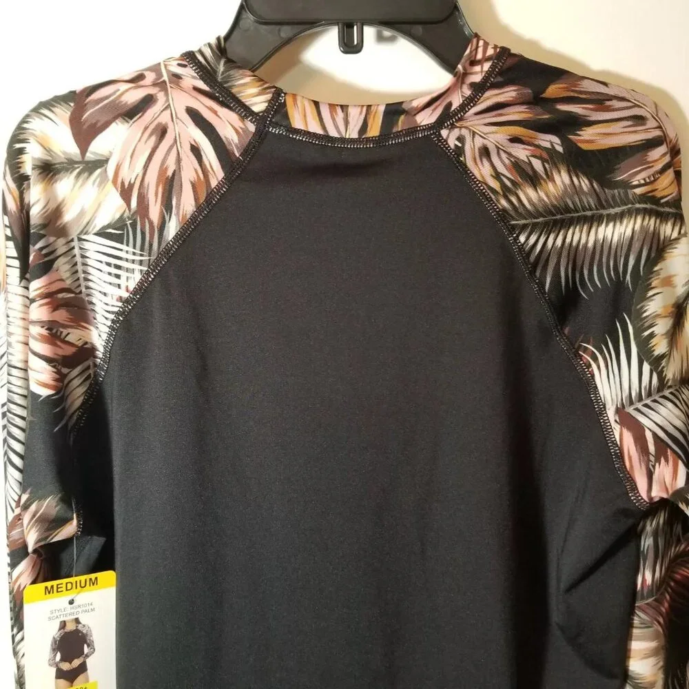 Hurley UPF 50+ Women's Black/Scattered Palms Swim Shirt Long Sleeve -NWT - Picture 5 of 6